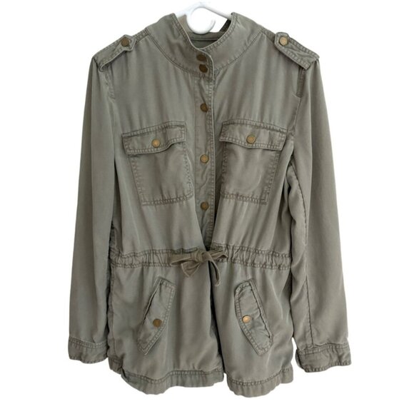 AnnTaylor LOFT Green Military Style Shacket  Jacket Size Medium Fall Lightweight - Picture 2 of 12